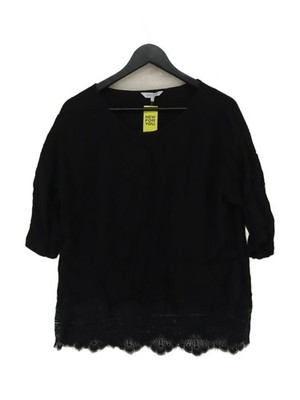 Tolles schlichtes Damen Top S schwarz 100% Viskose 3/4 Arm V-Ausschnitt Basic