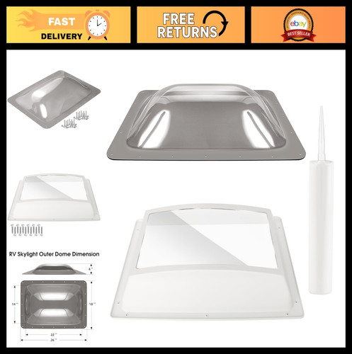 RV Skylight Replacement Kit 18x26 for 14x22 Openings, Inner Dome & Sealant, Smok