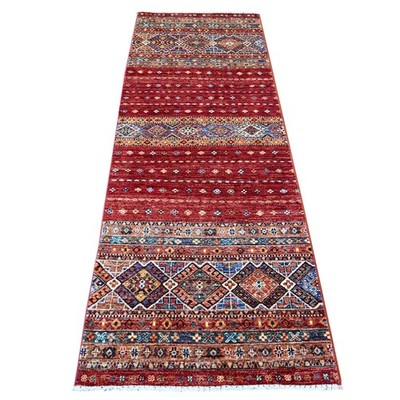 2'10''x8' Red Afghan Super Kazak Hand Knotted Pure Wool Runner Rug 21744