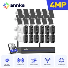 ANNKE 4MP Wireless Color Night Security Camera System Solar Battery 2-Way Audio