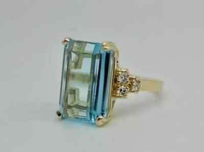 3.00Ct Emerald Cut Lab Created Aquamarine Wedding Ring In 14k Yellow Gold Finish