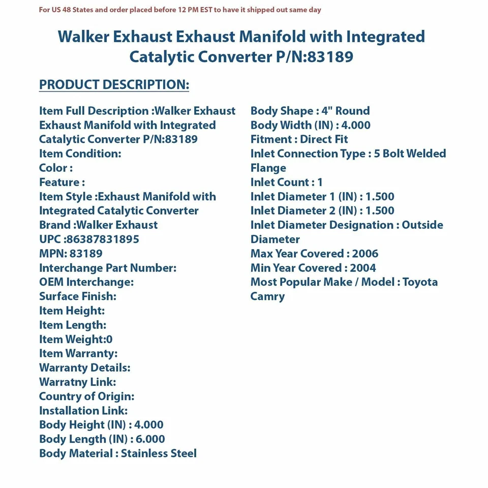 Colector de escape Walker con convertidor catalítico integrado 83189 Foto 4 de 4