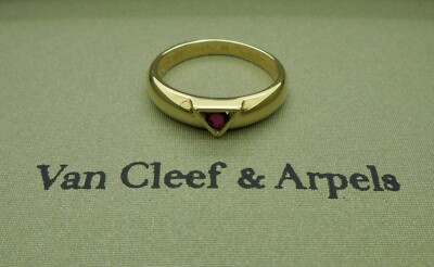 Authentic Vintage Van Cleef & Arpels Ruby 18k Yellow Gold Ring Size 51