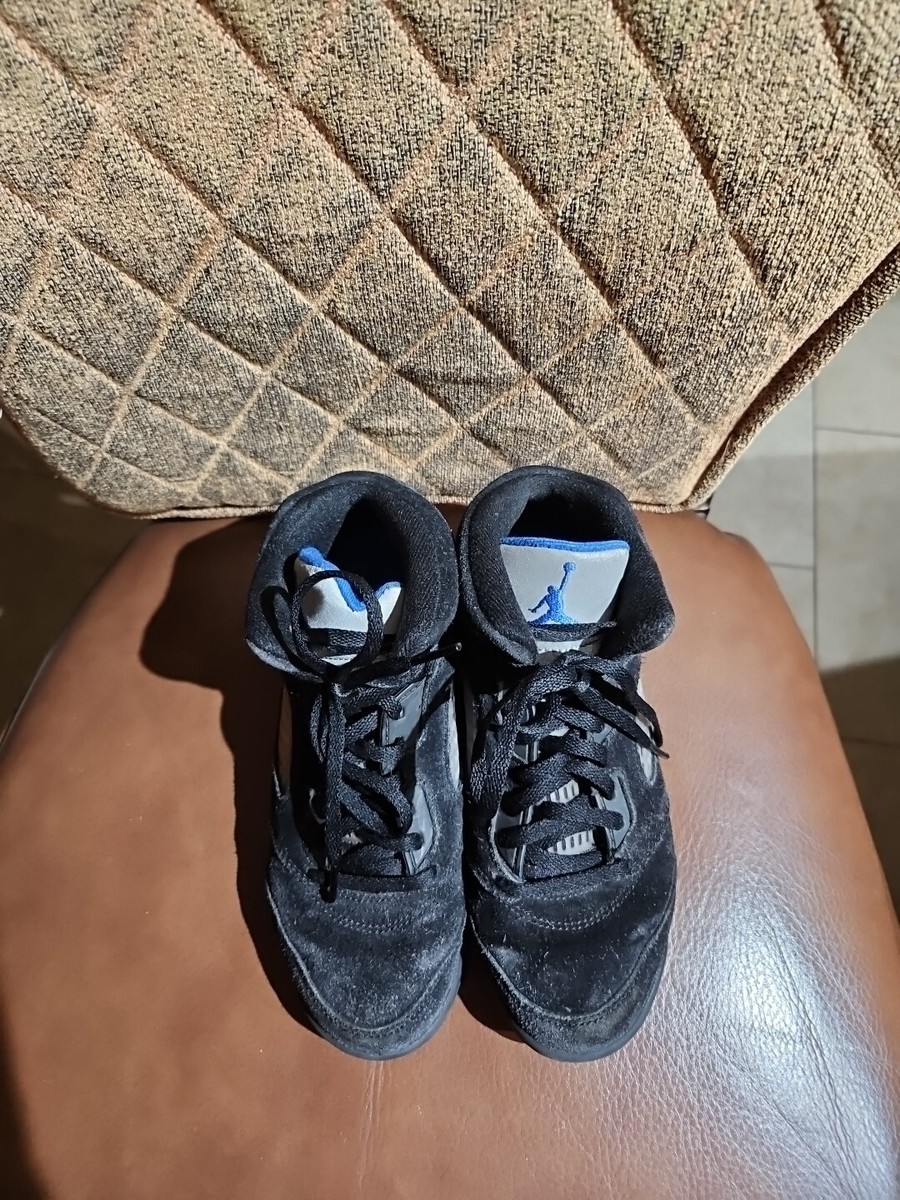 Air Jordan 5 Retro Black/Racer Blue Lace Up Sneakers Shoes Kids