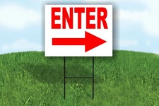 ENTER RIGHT ARROW RED arrow Yard Sign with Stand LAWN SIGN