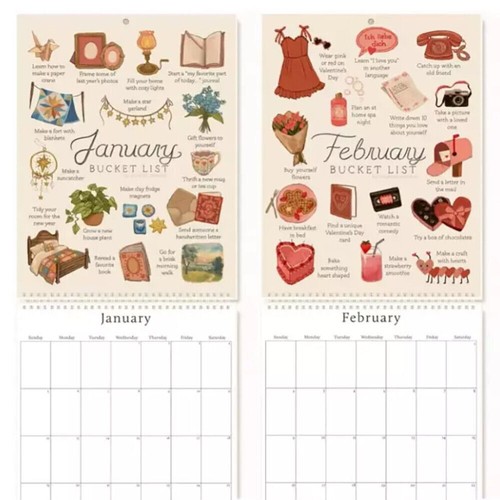 2025 Bucket List Calendar, 12 Months Schedule Planner With To-do List 28.5*21cm - Picture 4 of 12