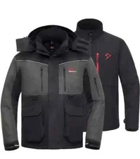 PISCIFUN ICE FISHING JACKETS, INSULATED, FLOATING, WATERPROOF, SIZE SMALL-GRAY