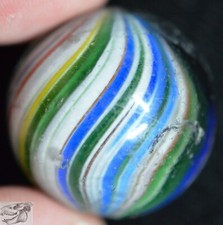 Handmade Onionskin Shooter Marble, 15/16 in, Good , 1860-1920, Germany, S893
