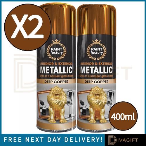 2 X 400ML DEEP COPPER METALLIC INTERIOR EXTERIOR GLOSS FINISH SPRAY