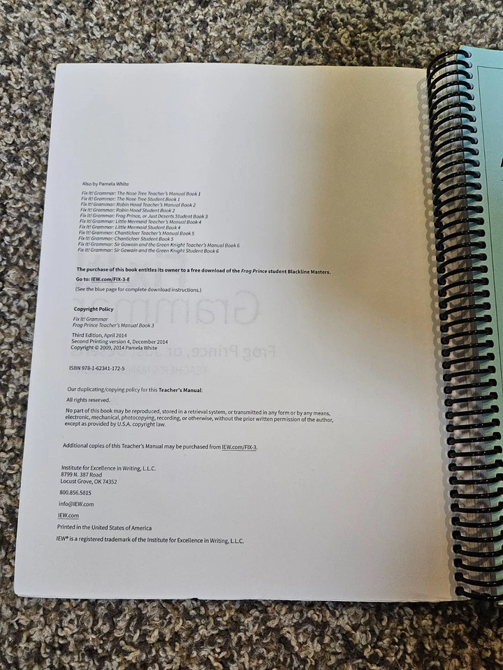 IEW Fix It Grammar, Frog Prince, Or Just Deserts Student Book 3 Third Edition - Image 3 of 4