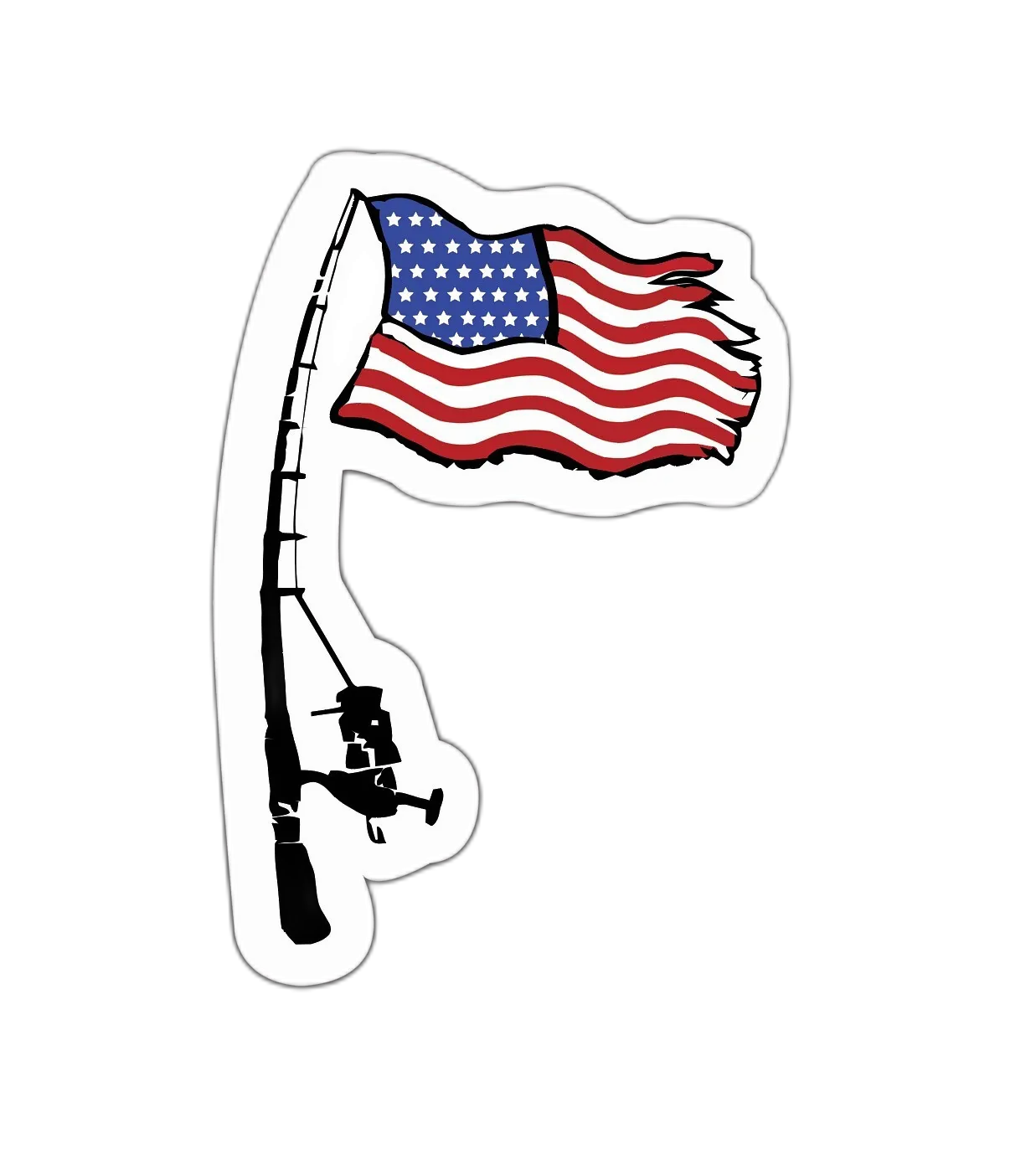 Fishing Sticker Decal Rod USA Flag