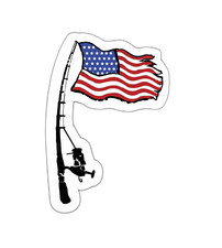 Fishing Sticker Decal Rod Usa Flag Fishing Sticker Decal Rod Usa Flag