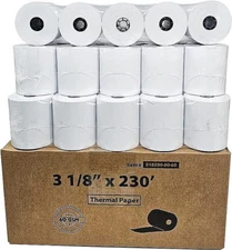 (50 ROLLS) 60 GSM 3 1/8" x 230' THERMAL POS RECEIPT PRINTER ROLLS
