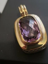 David Yurman 18X10 Elongated Albion Enhancer Amethyst Silver and Yellow Gold