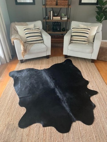 Dyed Black Cowhide Rug Size: 7' X 7' Black Dyed Cow Hide - Picture 3 of 8