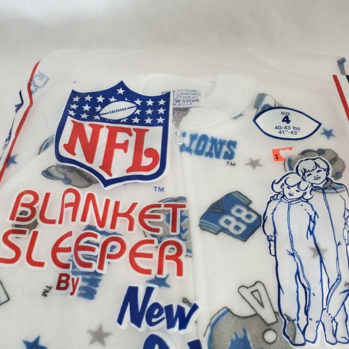 New Vintage NFL Baby Sylva Blanket Sleeper Pajama Footed DETROIT LIONS Size 4 - Picture 4 of 23