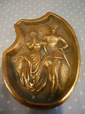 Vintage .Two-Sided Risque Ashtray ~ Solid Copper ~ Lady/Soldier Strolling. 