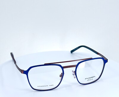 MOREL OGA 10180O BG08 Blue Brown Aviator Full Rim Eyeglasses 52-21-145 B:42