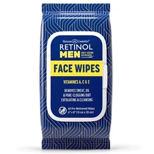 Retinol Men Facial Wipes Anti-Aging Cleansing Towelettes Quickly cleanse face.