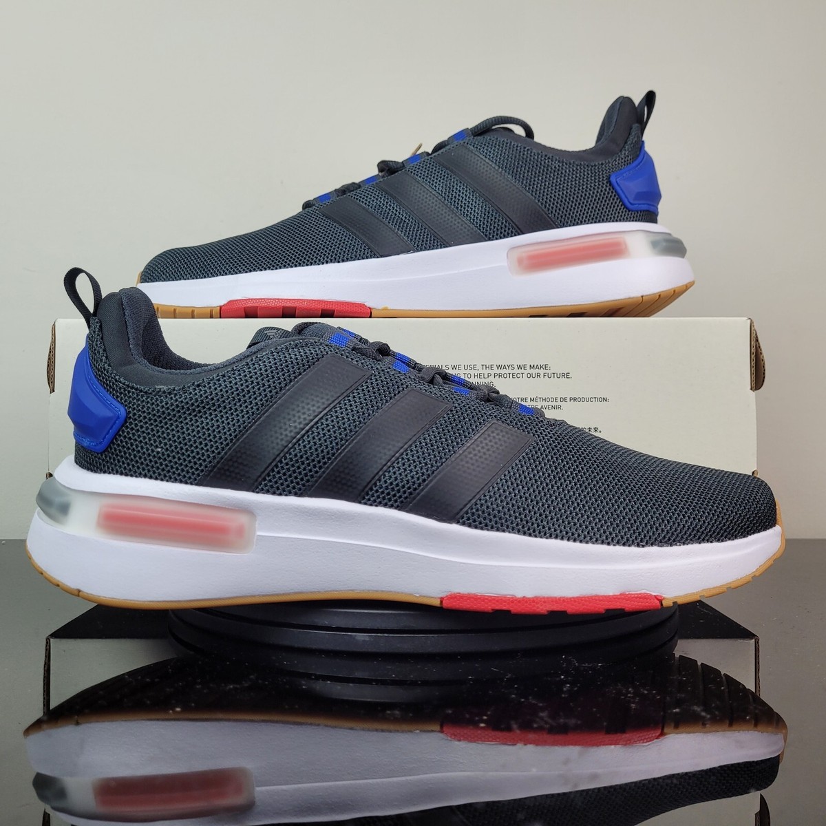 Adidas Racer TR23 Cloudfoam Men\'s Running Shoes Carbon Black Blue 10.5 IG7328 Men main image 4