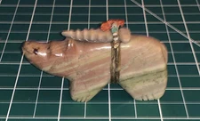 2.89” Long 1970’s Zuni Carved Stone Bear Fetish By Edna Leki (deceased)