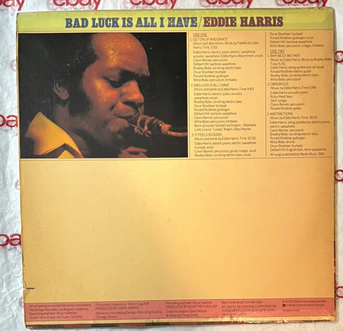 EDDIE HARRIS - Bad Luck Is All I Have ~ ATLANTIC 1675 {orig} | 1975 | w/Bobo - Imagen 2 de 4