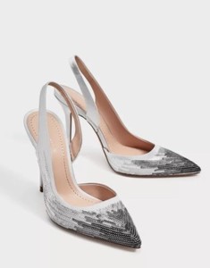 silver grey slingback shoes