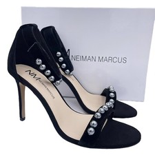 Neiman Marcus suede pearl ankle strap high he...