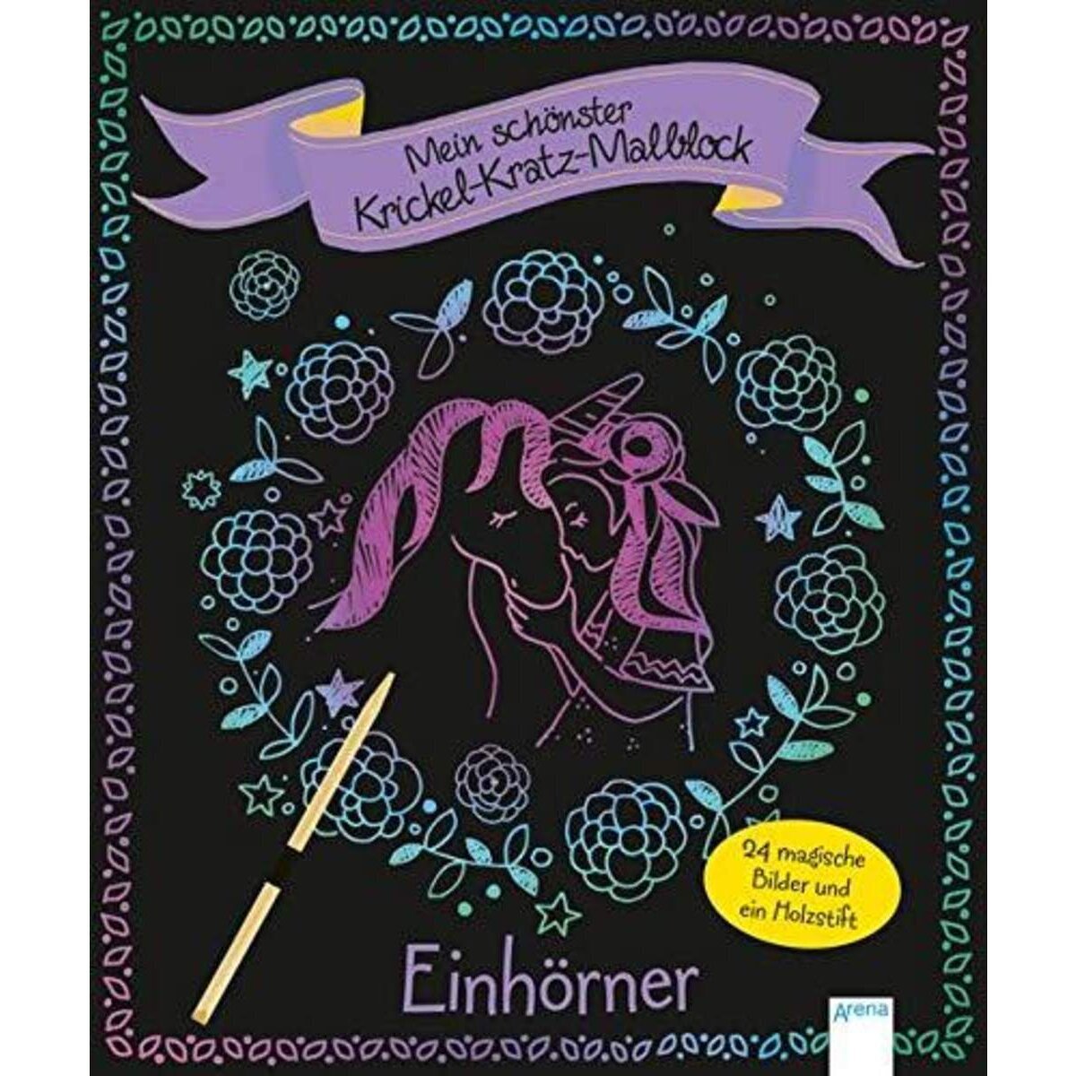 Thumbnail - Arena Mein Schönster Krickel-kratz-malblock. Einhörner