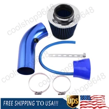 3" Car Cold Air Intake Filter Induction Kit Pipe Power Flow Hose System Blue