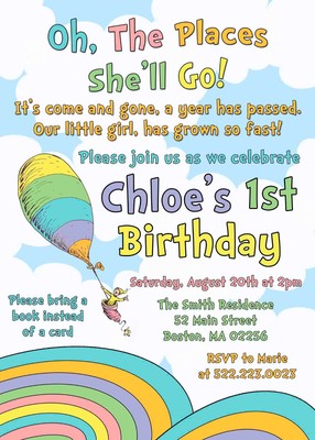 Oh The Places You Ll Go Birthday Invitations Personalized Dr