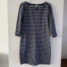 Old Navy Sheath Pencil Dress Size Medium Blue Gray Striped Knee Length Nautical