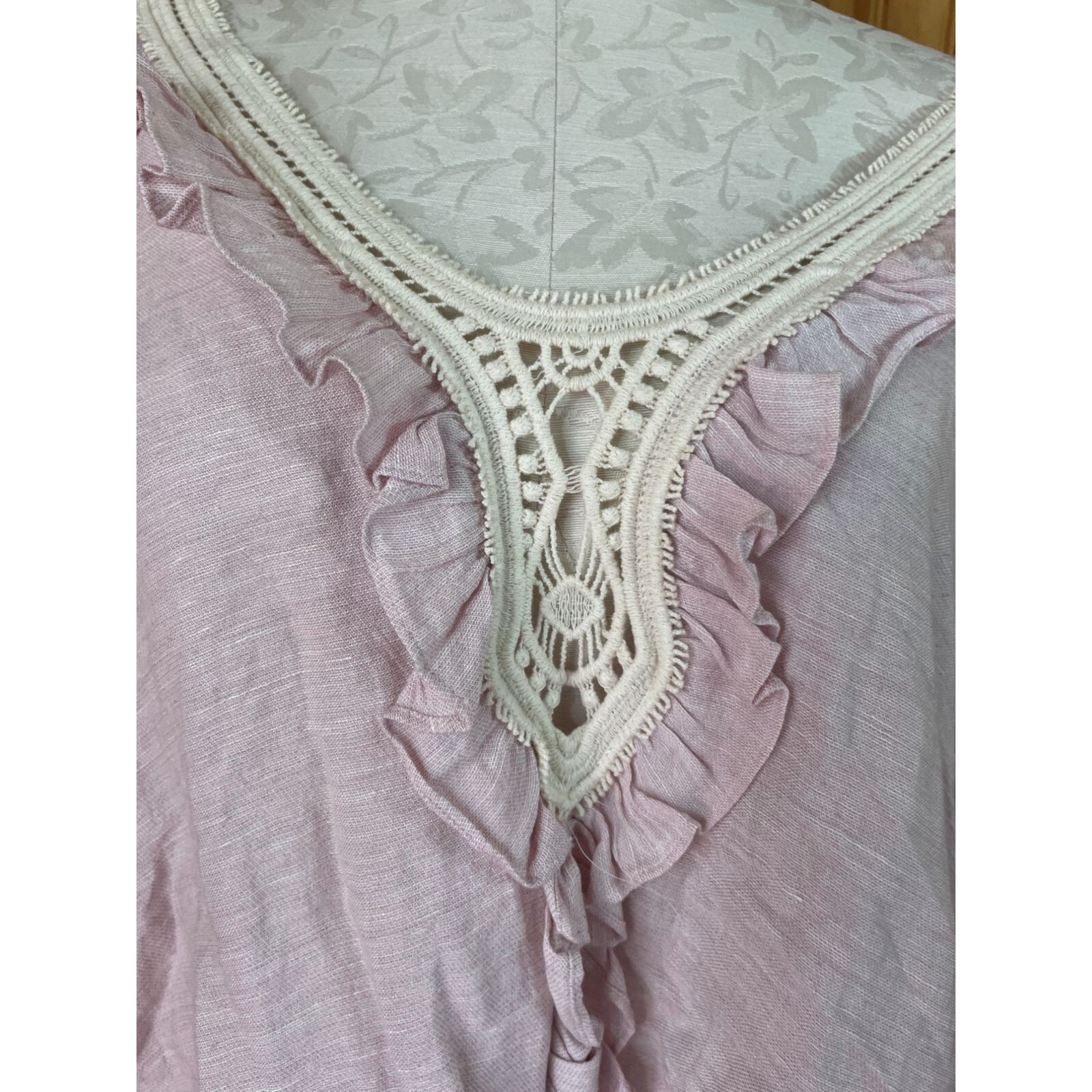 Zara Basic Blouse Pullover Top Ruffle Crochet Tri… - image 6