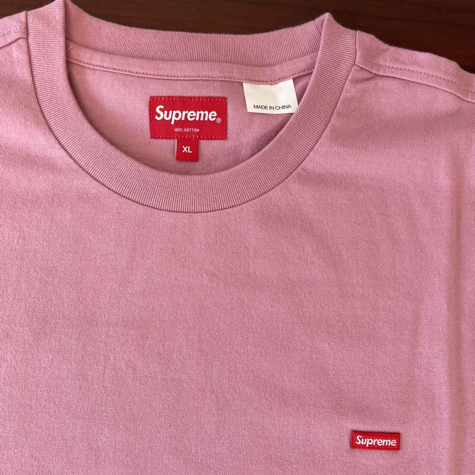 supreme pink on white box logo tee RARE size large vnds