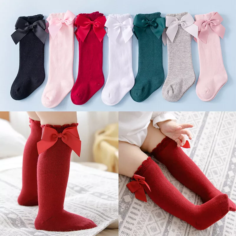 Tutu Socks Girls Ribbed Knee Spanish Organza Lace Satin Bow Knee