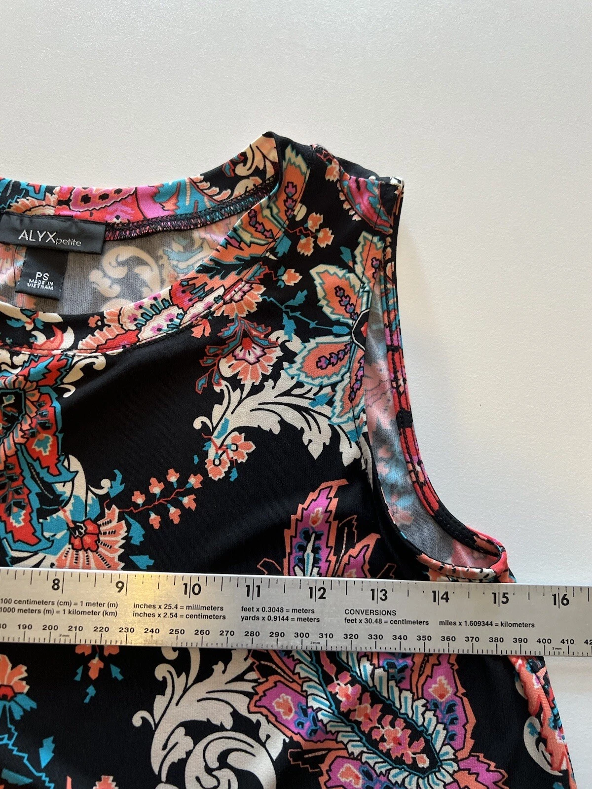 ALYX Vestito Donna Taglia Small Petite SP Senza Maniche Cambio Paisley Tasche Mini