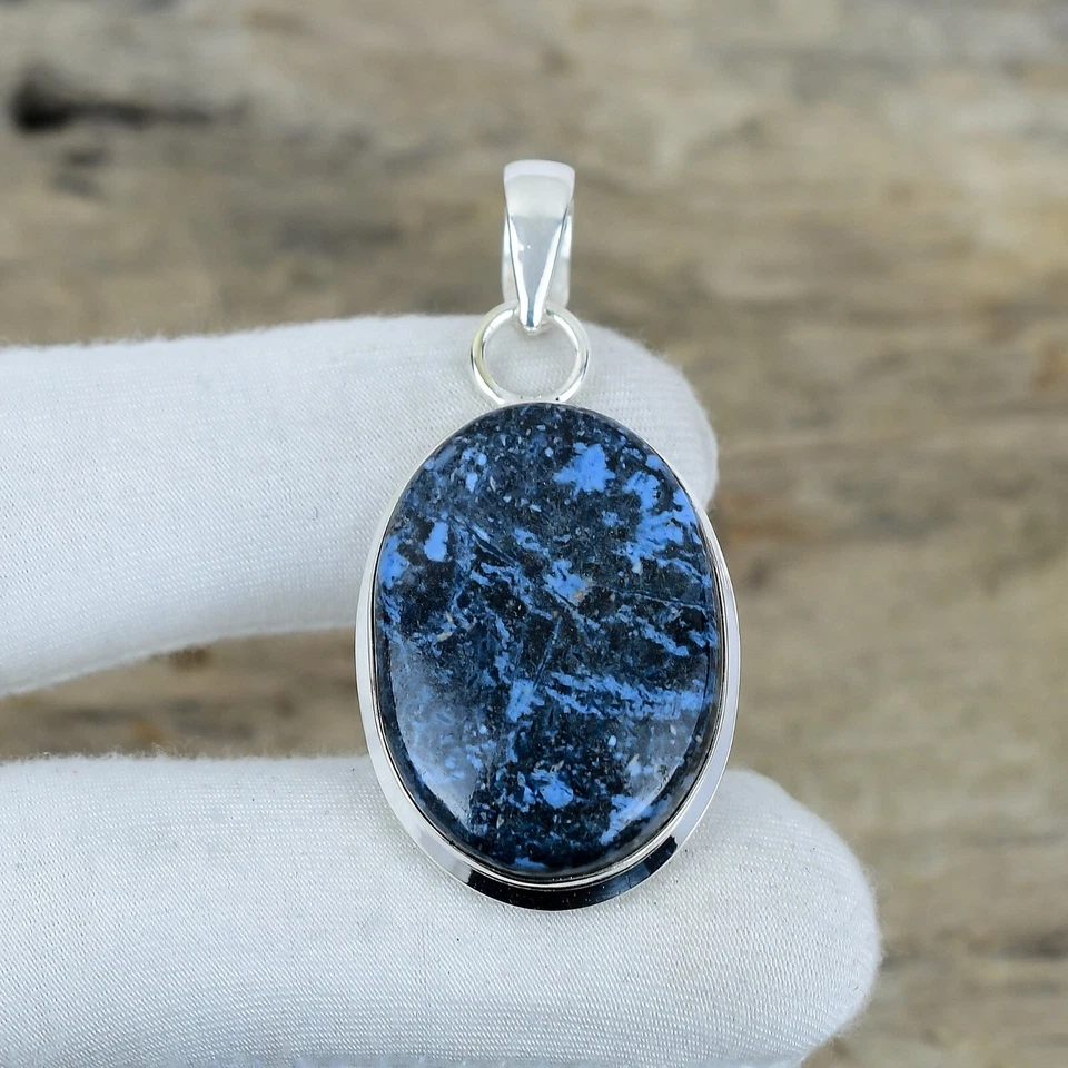 Pendente In Giada Blu K2 In Argento Sterling 925 Per Regali Di Fidanzamento - Immagine 2 di 4