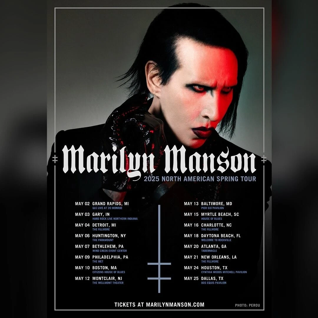 Custom Marilyn Manson 2025 North American Spring Tour Poster