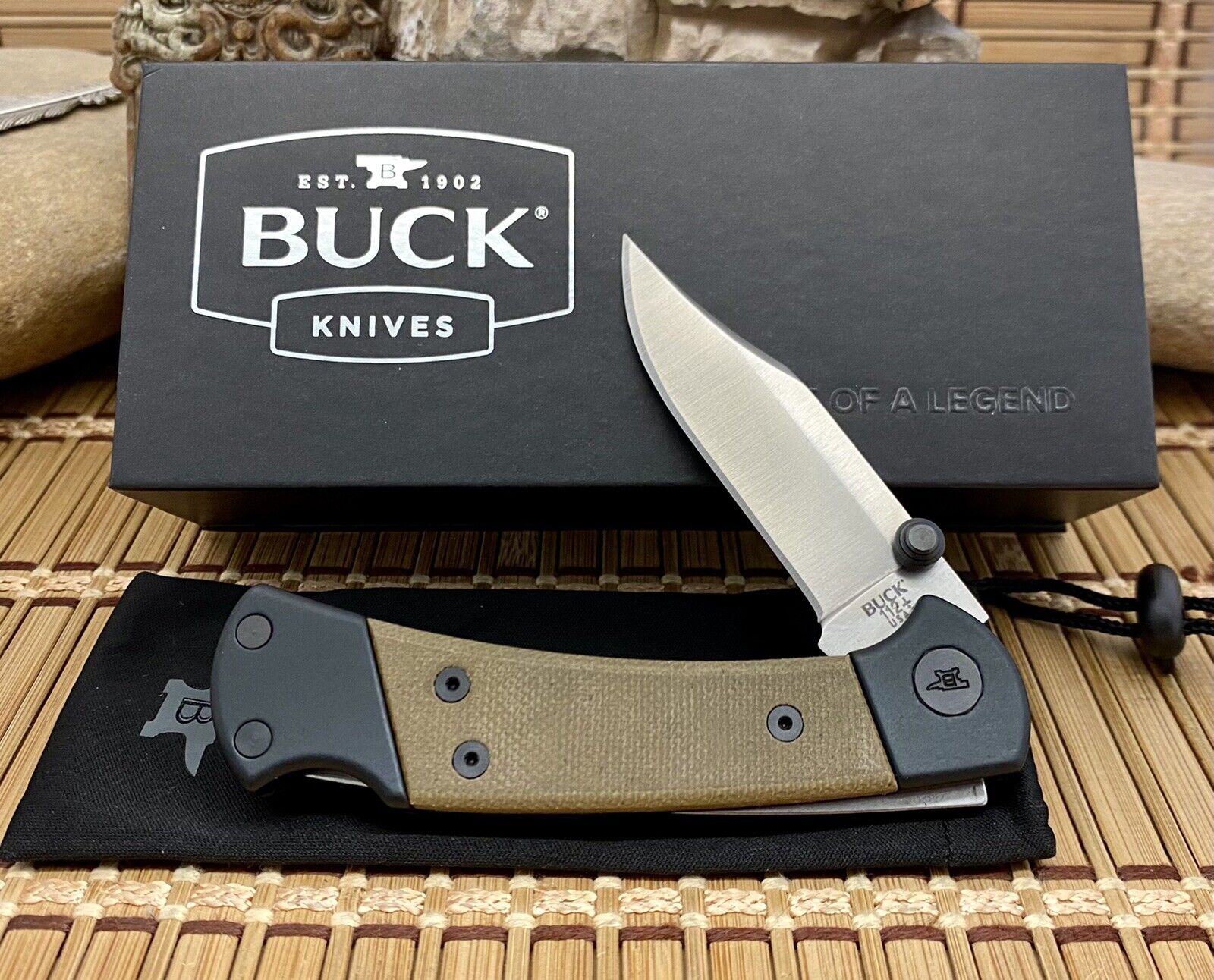 Buck 112 USA Ranger Sport BOS S30V OD Green Micarta Folding Hunter Knife