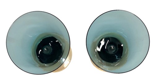 Vtg 60s MCM Si-An Cristallerie Peacock Blue Crystal Champagne Glasses Couple Set - Picture 8 of 17