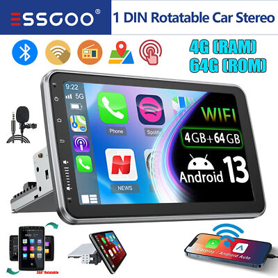 Carplay 10.1'' Android 13.0 Rotatable TouchScreen GPS Nav Car Stereo Radio 4+64GB