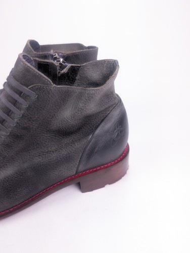 JOHN FLUEVOG Women's Sz 10 Babette Ankle Boots Gray Leather Booties Laces Zip - Picture 4 of 9