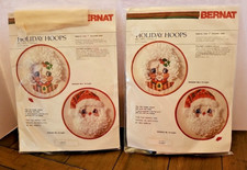 Bernat Holiday Hoops Mr/Mrs Kringle Stitchery Vintage 1979 1 Picture Per Kit 7"