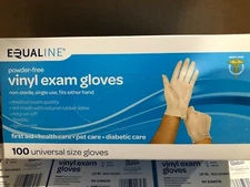 (2000 CASE) Equaline Vinyl Exam Gloves Powder-free One Size Fits All FREE SHIP