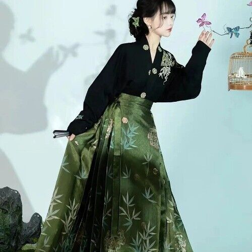 Original HanfuSkirt Chinese Mamianqun Ming Dynasty Weaving Gold Horse Face Skirt - Bild 3 von 28