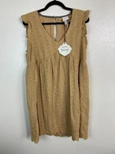NEW Knox Rose yellow Eyelet Sleeveless Dress size Medium Boho Cottagecore Prairi