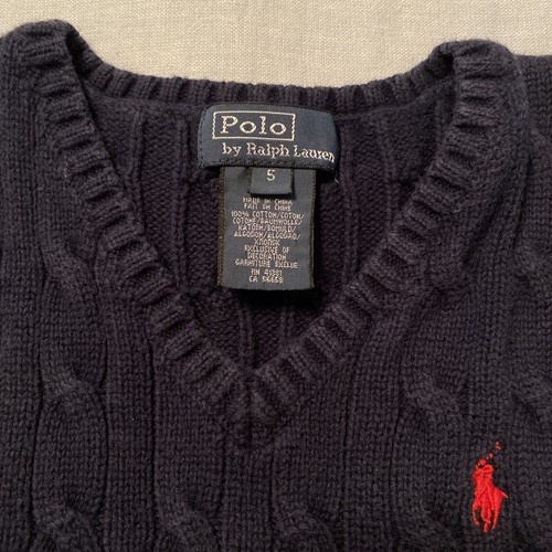 Ralph Lauren Polo Navy Blue Cable Knit Sweater Vest Size Youth Small Boys EUC - Picture 5 of 5