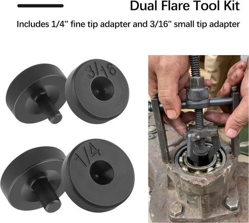 6PCS Brake Line Flaring Tool Kit Flare Adapter,3/16" & 1/4" Steel Adapter Double - Picture 8 of 10