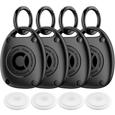  4 Pack for AirTag Keychain Holder Case  IPX8 Waterproof, 4 Black, Black