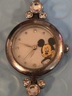 Vintage Disney Mickey Mouse  Watch. Silver Tone Mother Of Pearl face NewBattery 